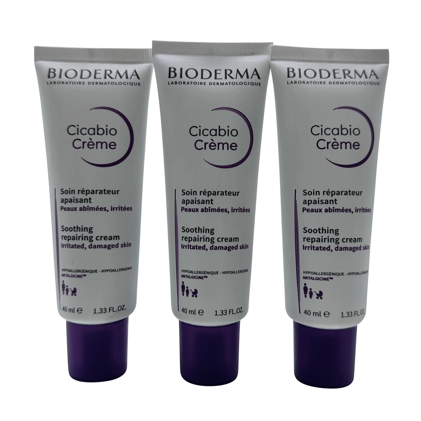 Bioderma cicabo cream soothing repairing cream irritated & damaged skin 1.33 oz set of 3