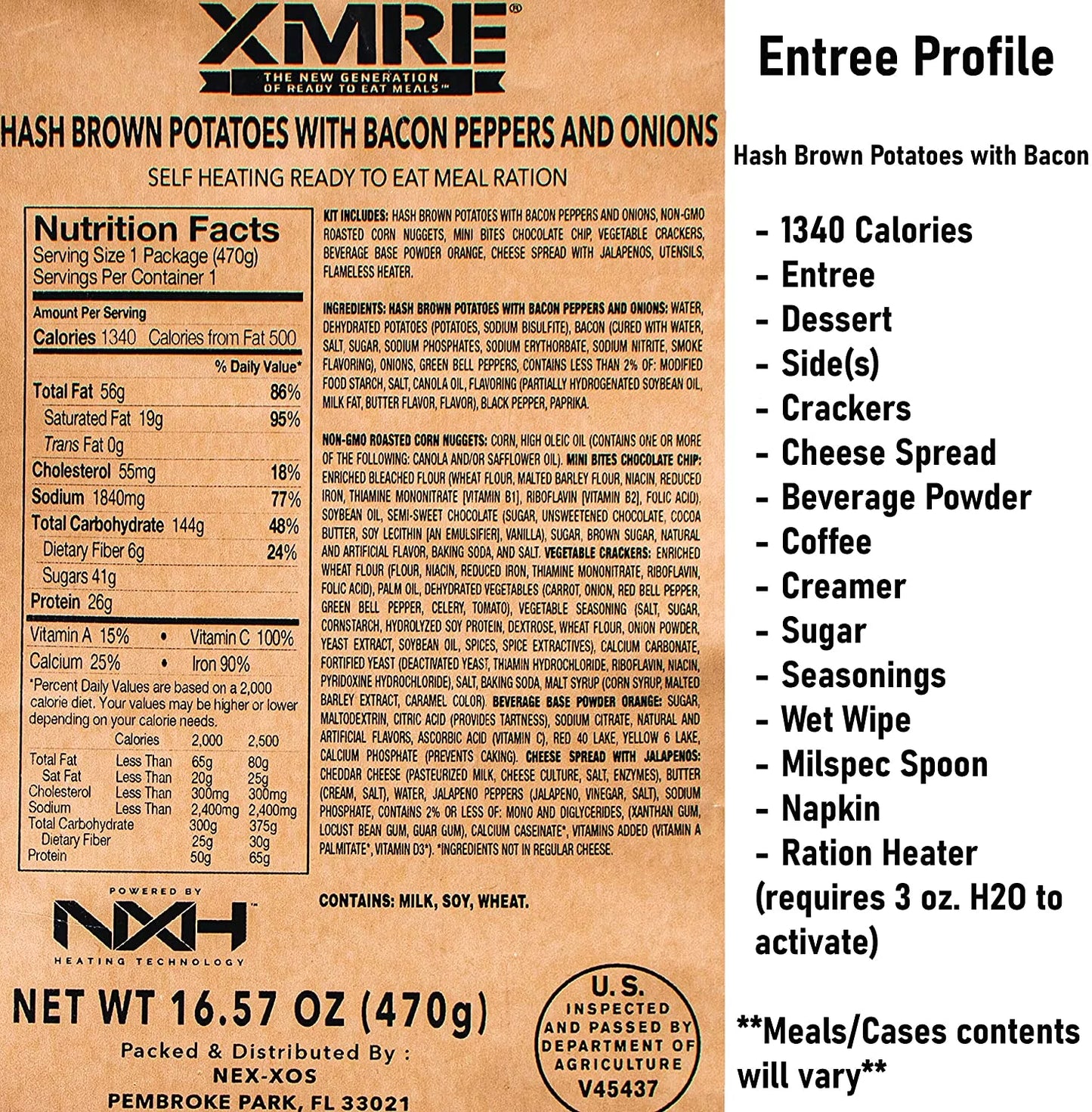 Xmre 1300xt freshly packed in the past 60 days mre meals ready to eat. 12 meals per case. includes assortment of delicious entrees, side dishes, beverage mix, military style 1300 calories.