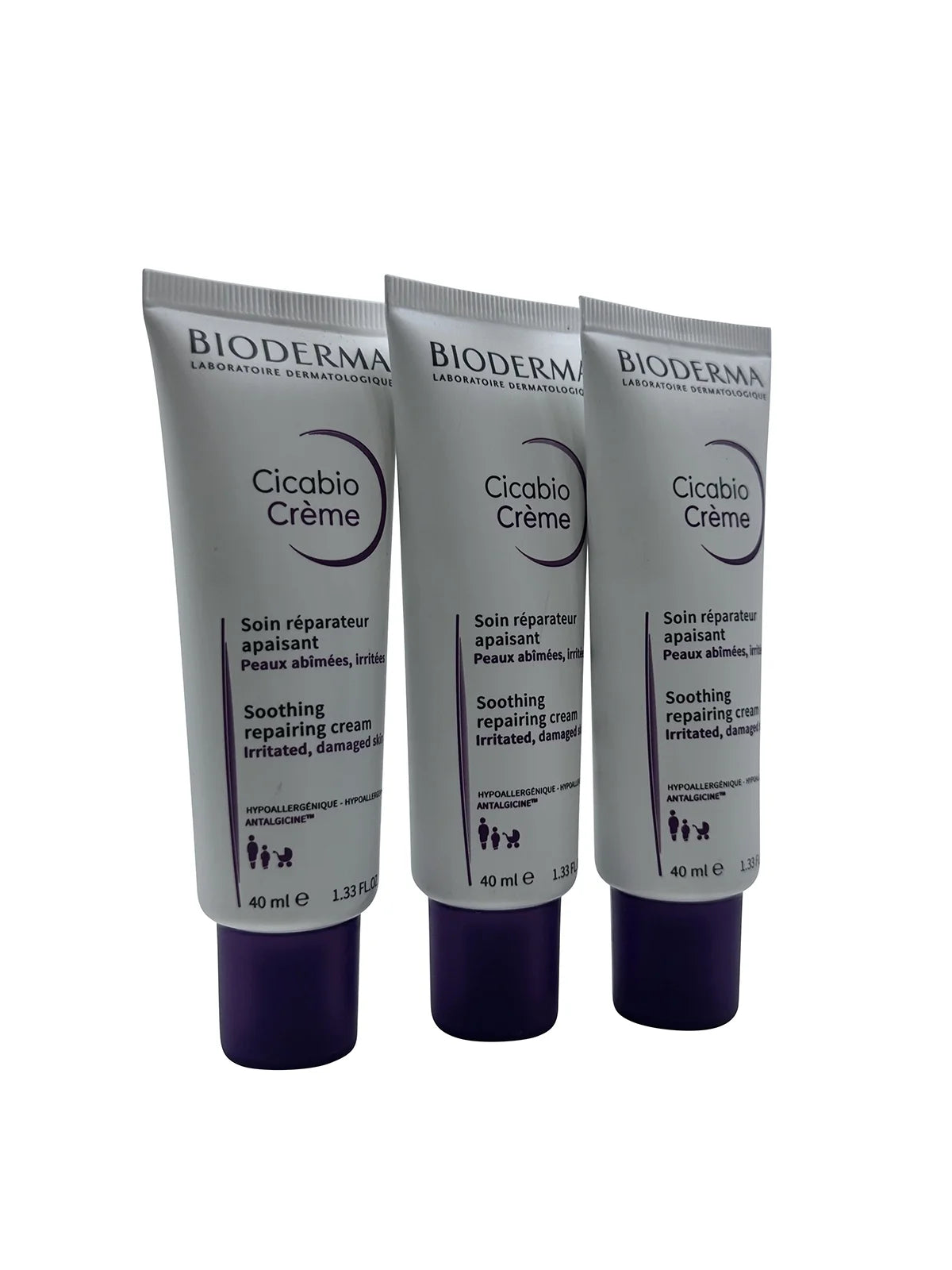 Bioderma cicabo cream soothing repairing cream irritated & damaged skin 1.33 oz set of 3