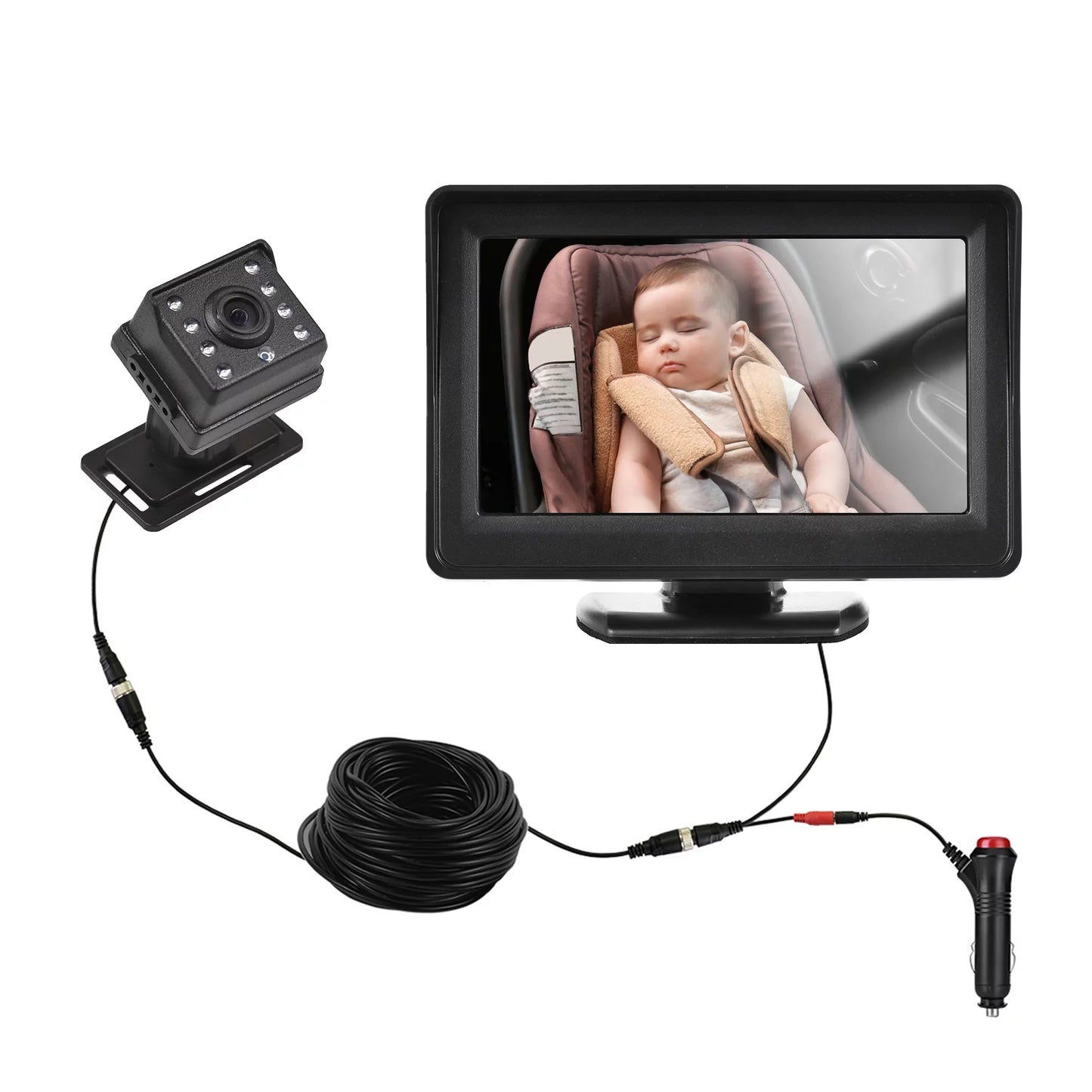 Arealer car monitor 1080p monitor for rear facing seat 4.3 inch car seat mirror display 150° wide view car mirror easy installation