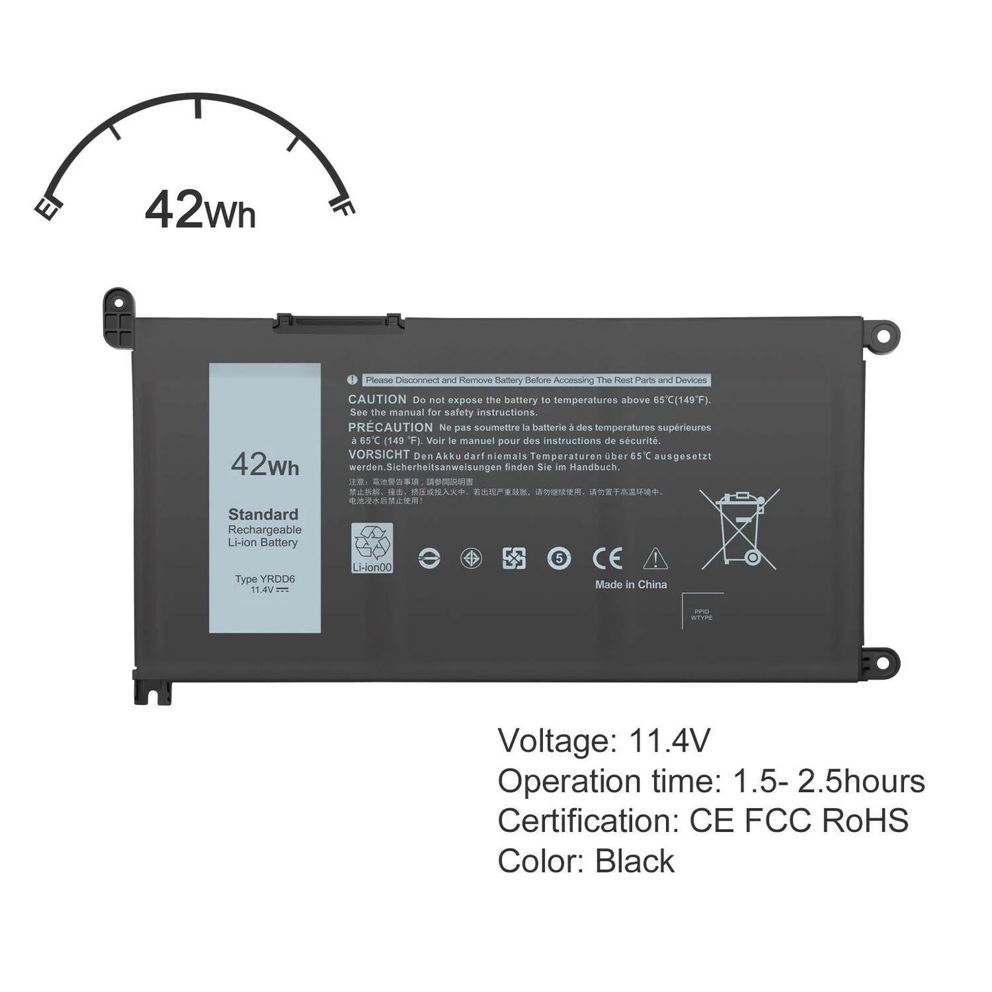 42wh yrdd6 laptop battery for dell inspiron 7586 5482 5485 5491 3310 3493 2in1