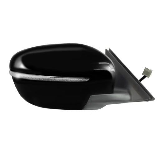 68139n - fit system passenger side mirror for 14-19 nissan rogue us built, 17-19 japan/ korea built, 17-18 hybrid. textured black w/ptm cover, w/turn signal, foldaway, w/o camera, no sport/ select s