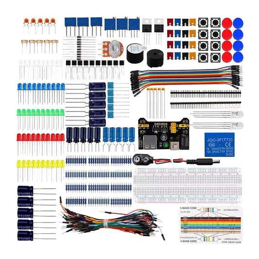 Basic starter breadboard, wires,resistors, for