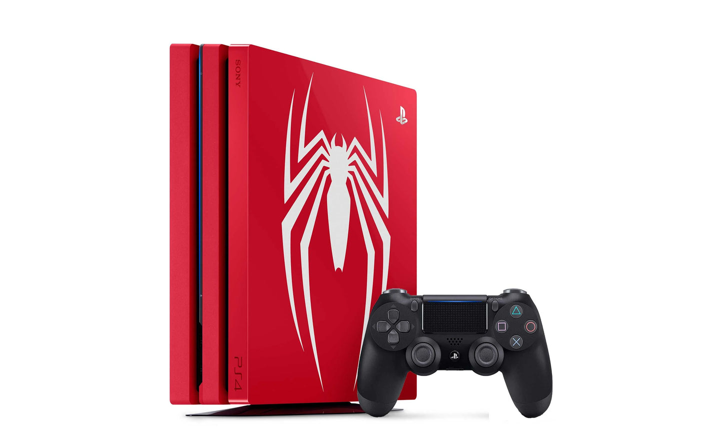 Sony playstation 4 pro 1tb gaming console spider-man limited edition with hdmi cable + 2 controller bolt axtion bundle like new