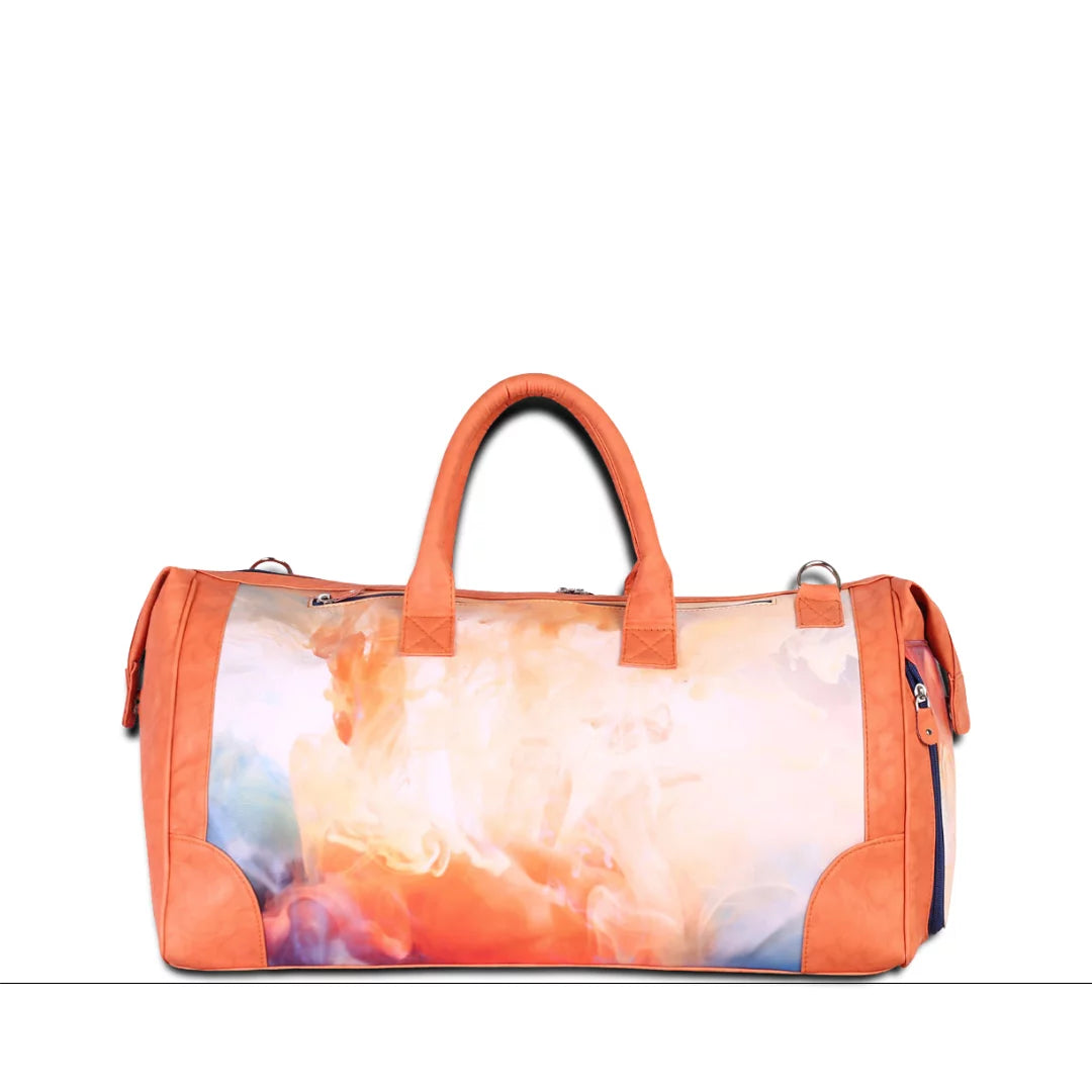 The orange wave unisex large weekender travel  bag with separate shoe compartment with adjustable strap