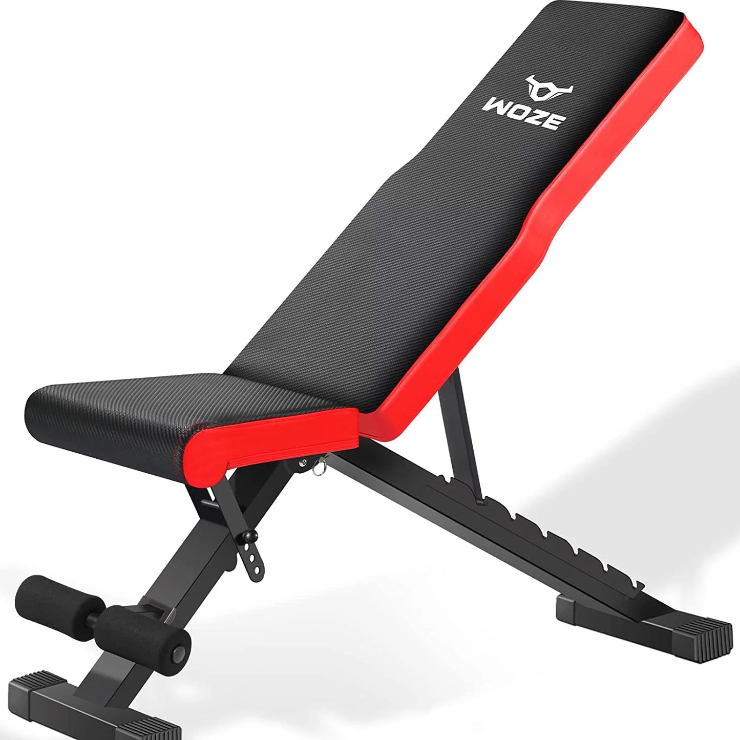 Woze adjustable weight bench, foldable workout bench for full body strength training, multi-purpose decline incline bench for home gym - new version