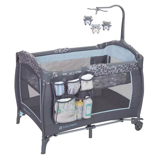 Baby trend trend-e portable nursery center play yard w/ wheels, starlight blue