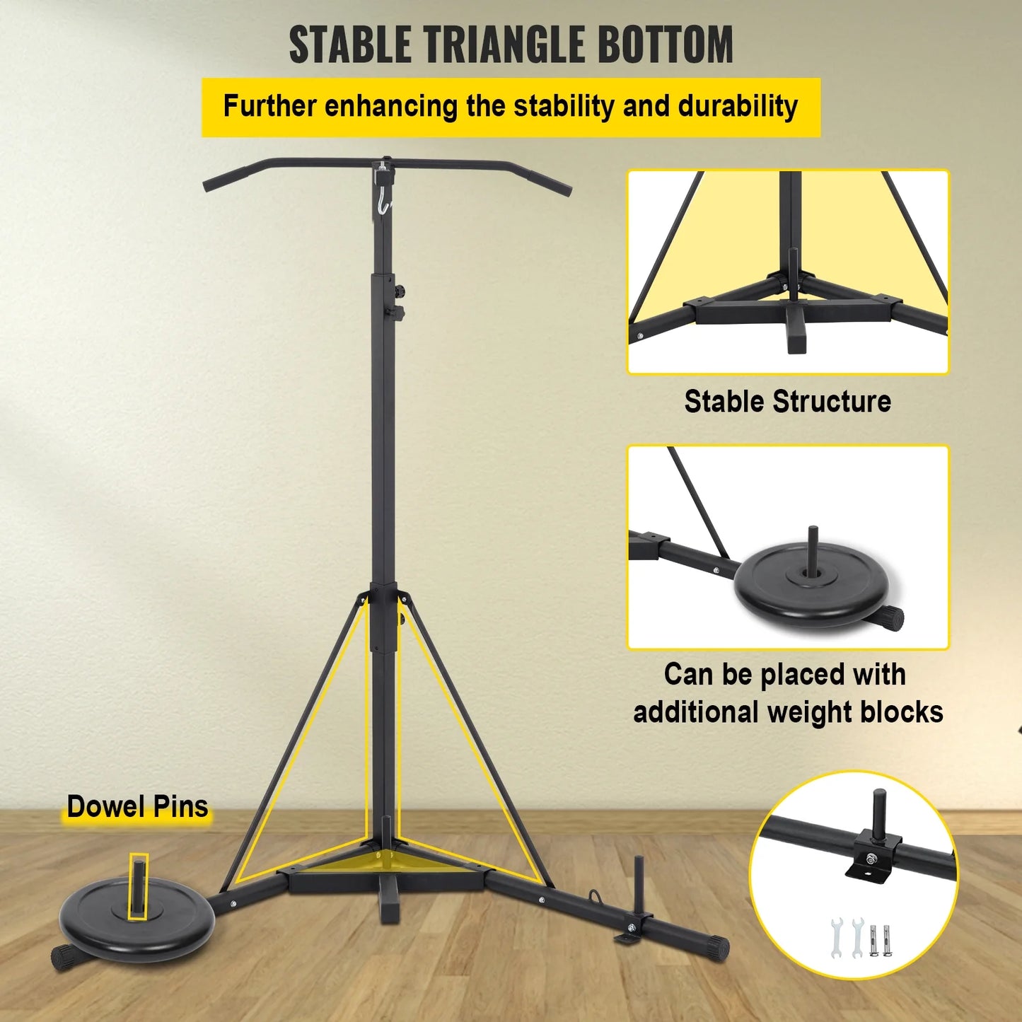 Bentism free standing foldable boxing bag & chin pull up bar stand punching bracket