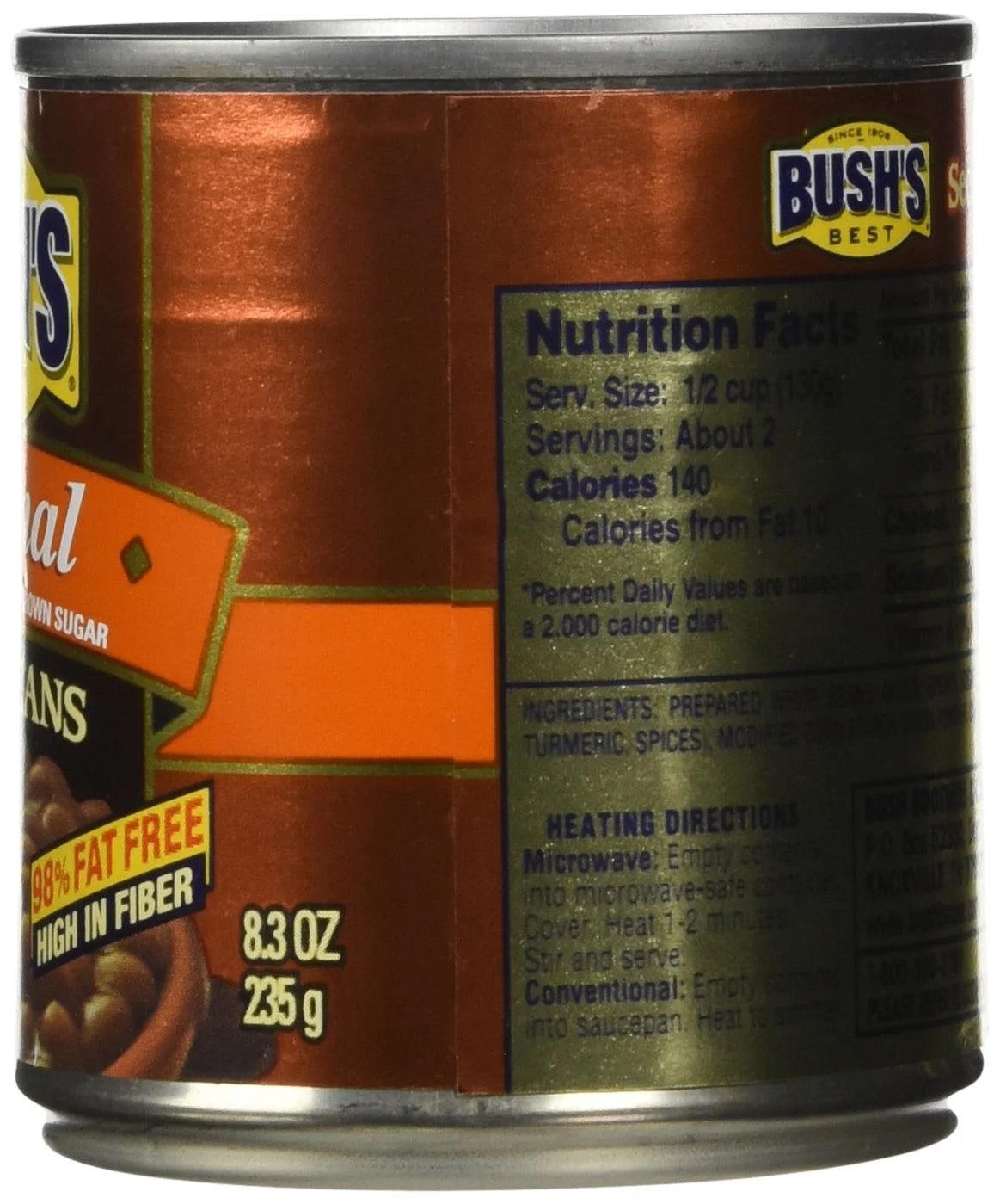 Bush,s best baked beans original seasoned with bacon & brown sugar 8.3 oz (pack of 6)