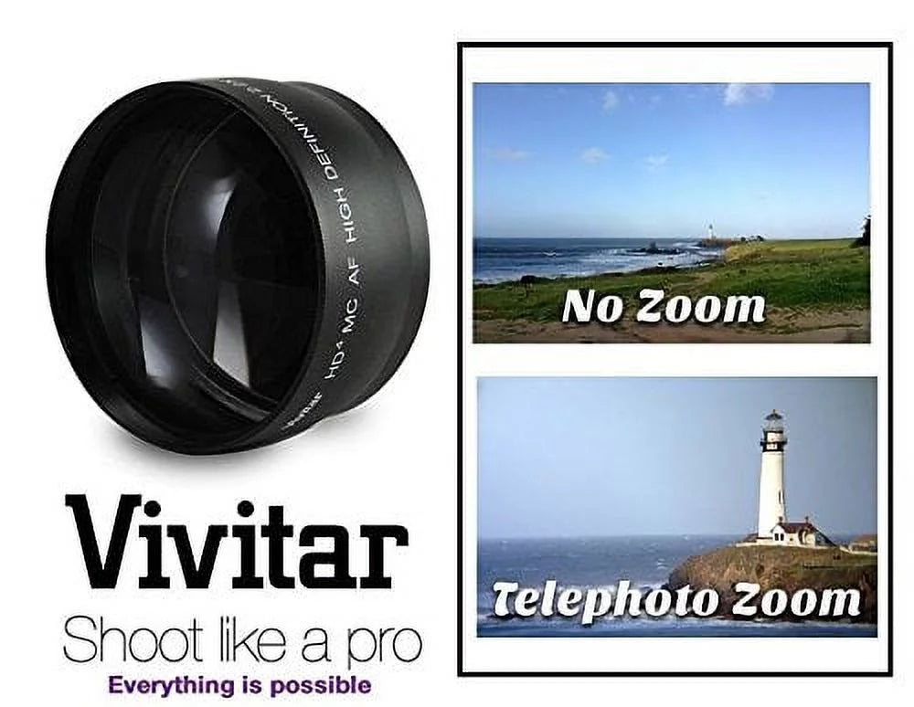 2-pcs lens set pro hd wide angle & telephoto lens for nikon fm10 (52mm compatible)