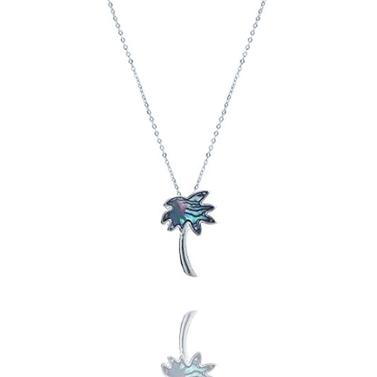 Blue box boutique inc abalone palm tree pendant necklace for women, teens