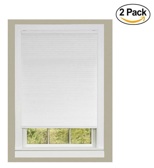 Achim home furnishings honeycomb pleated cordless window shade, 36 by 64-inch, white (set of 2)