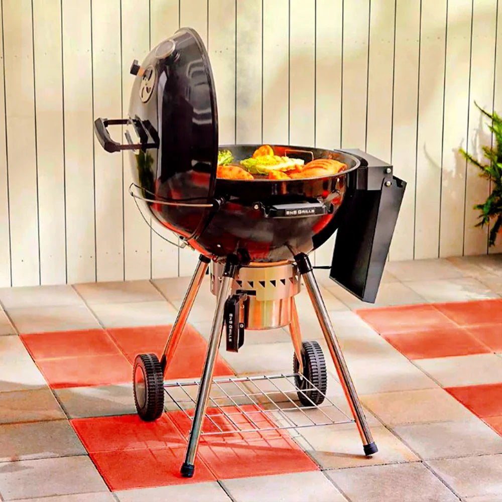 Slow 'n sear charcoal kettle grill 22 in by sns grills