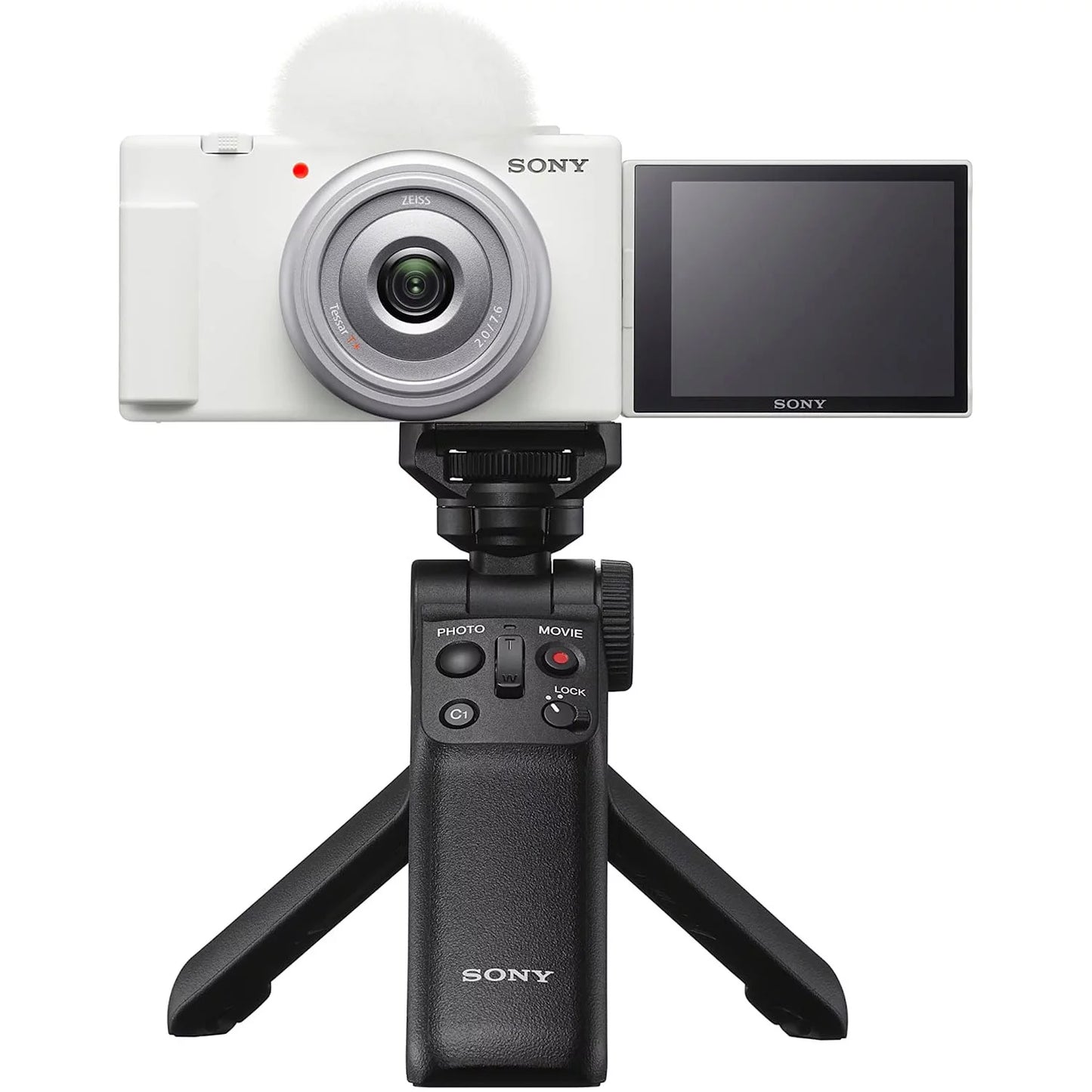 Sony zv-1f vlog camera with 4k video & 20.1mp for content creators and vloggers white zv-1f/w bundle