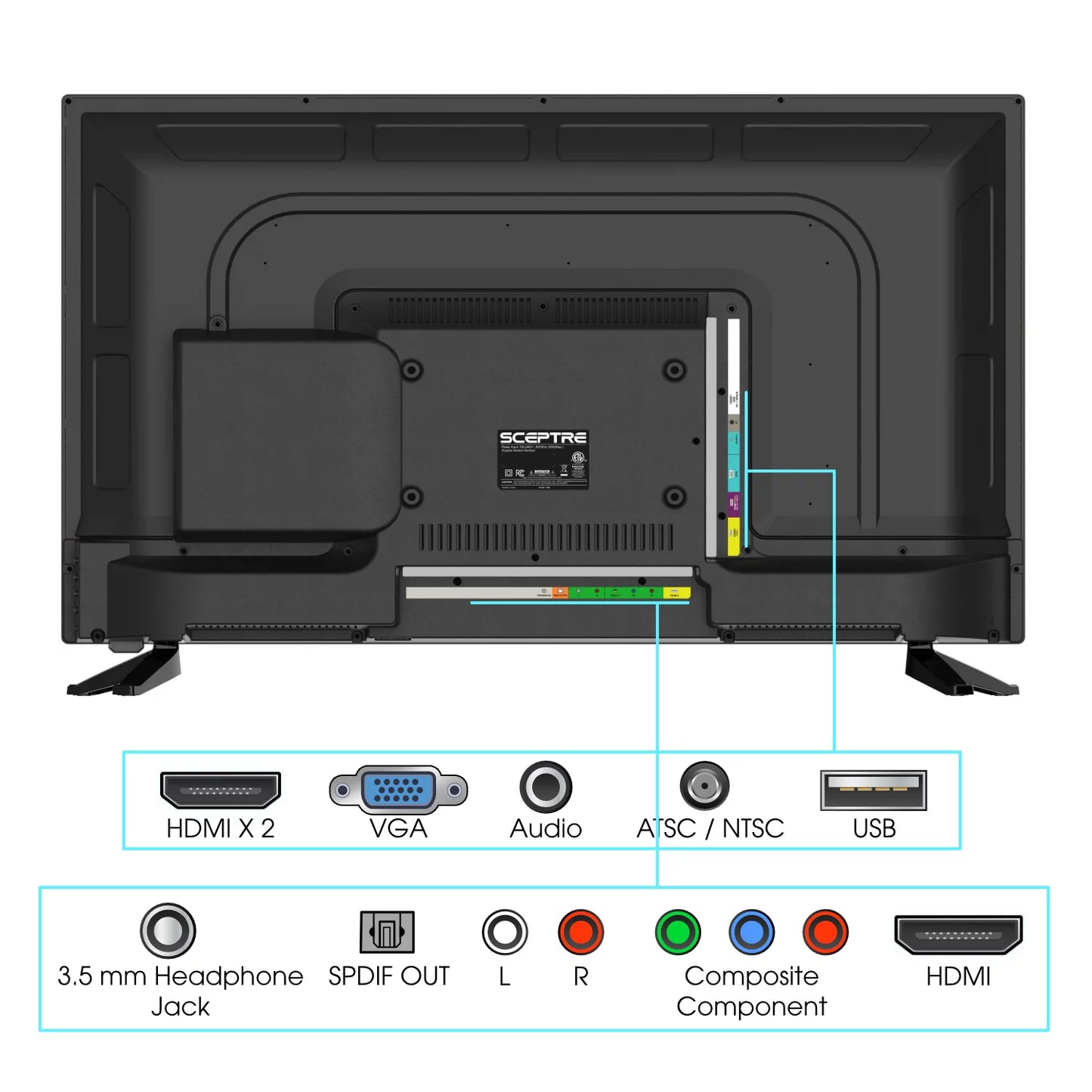 Sceptre 32" class 720p hd led tv with built-in dvd player e325bd-sr