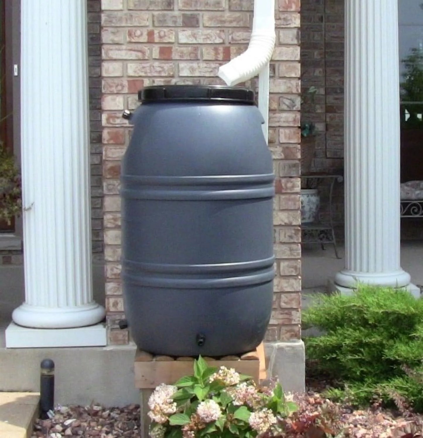 Upcycle products 55 gallon grey rain barrel