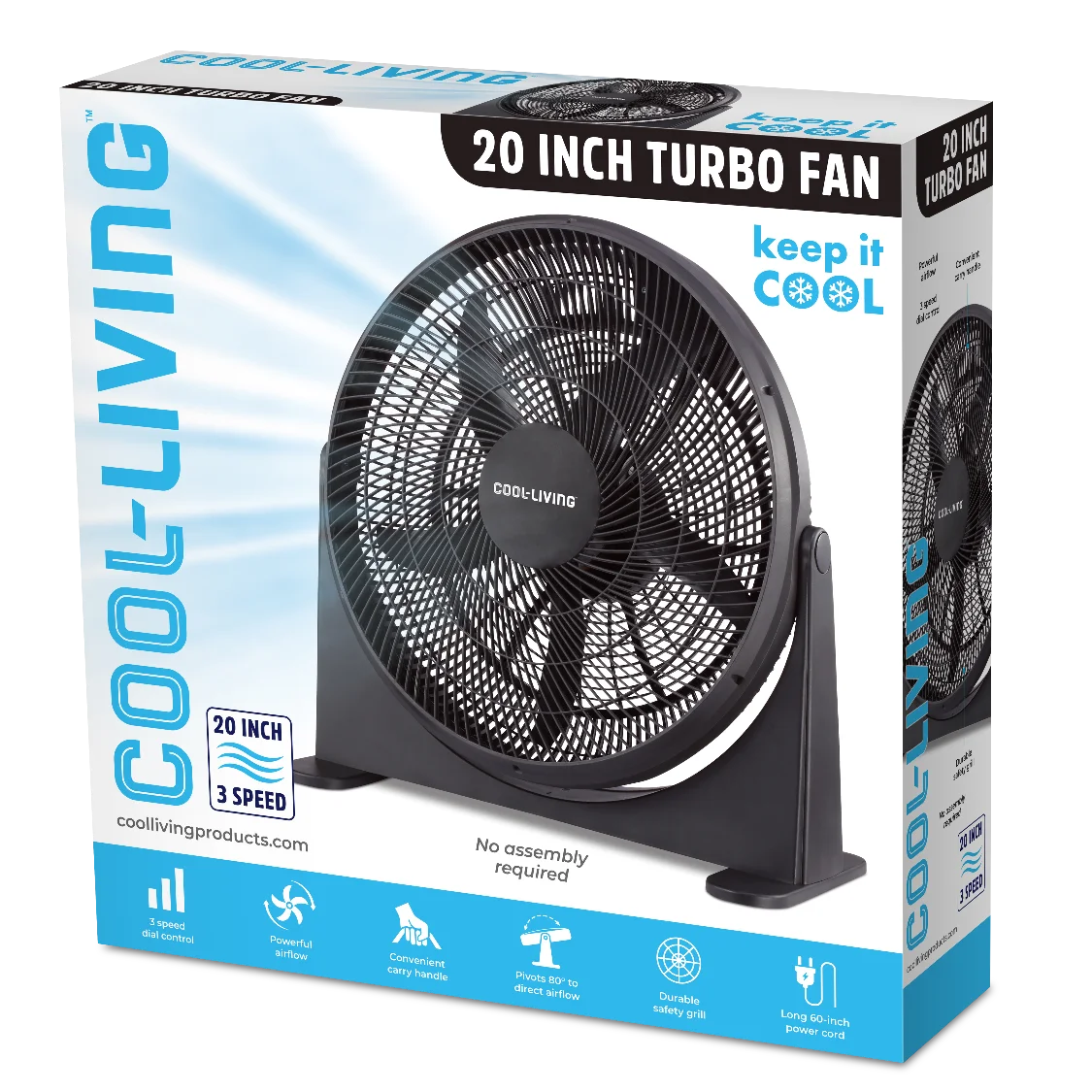 20-inch turbo fan, 3 speed