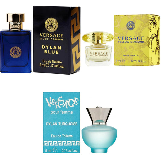 Versace dylan blue edt, yellow diamond  edt, dylan turquoise femme  - 5ml 3pk kit