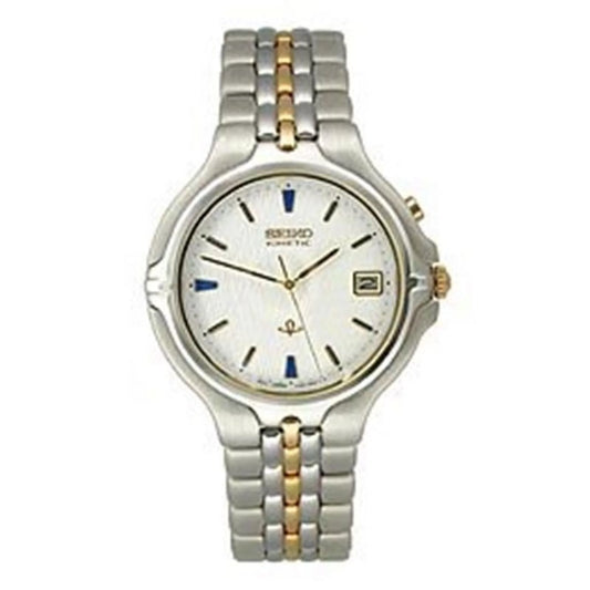 Seiko two-tone white textured dial men's watch #skh196