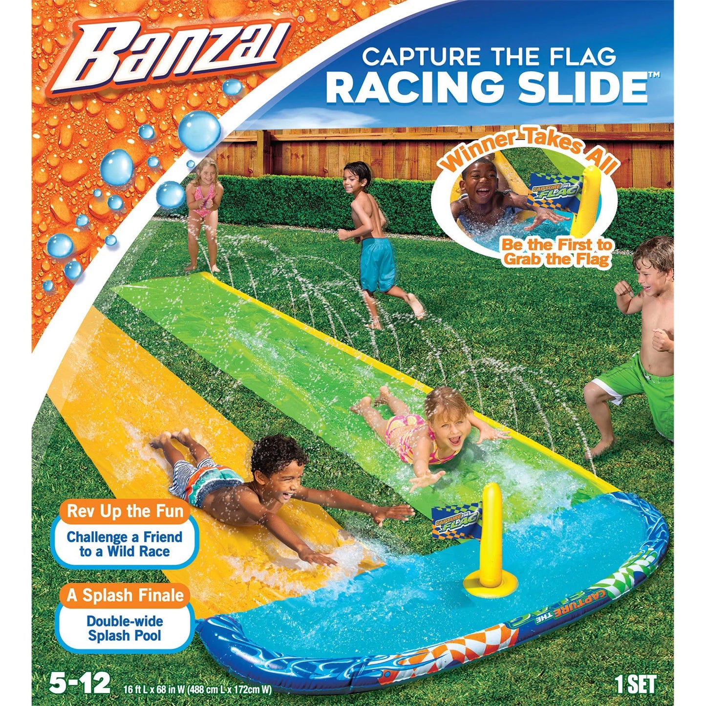 Capture the flag racing slide - lawn water slide - outdoor water toy