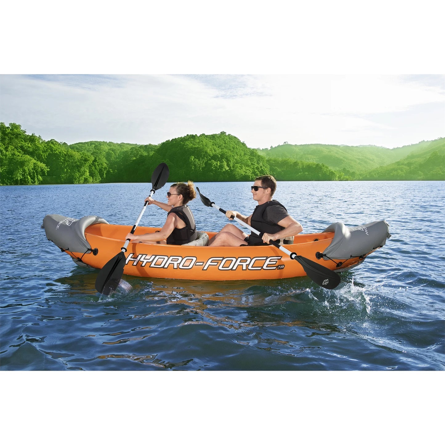 Bestway 126 x 35 inch lite-rapid x2 inflatable kayak float w/oars (2 pack)