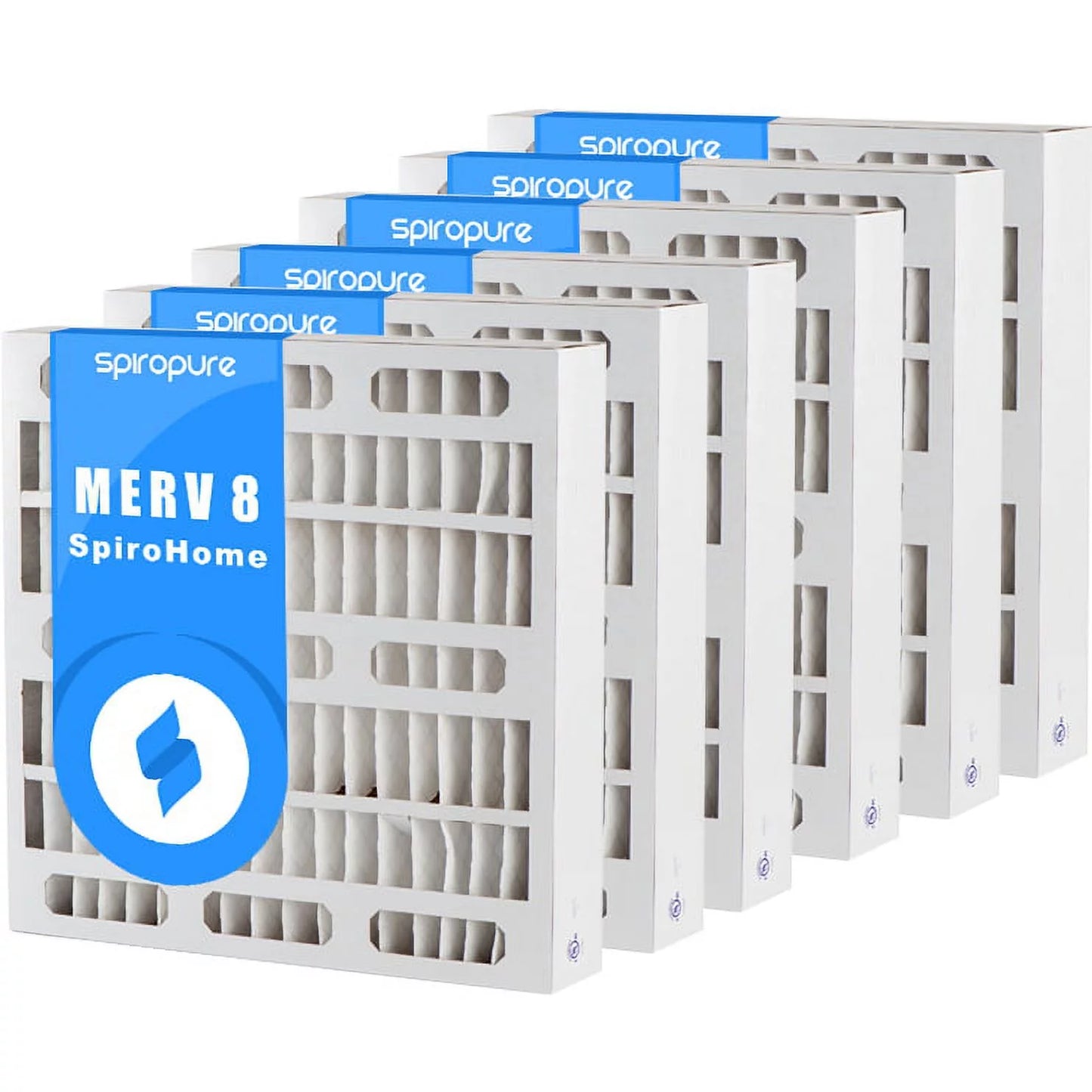 Spiropure 9x20x4 merv 8 pleated air filters - made in usa (6 pack)