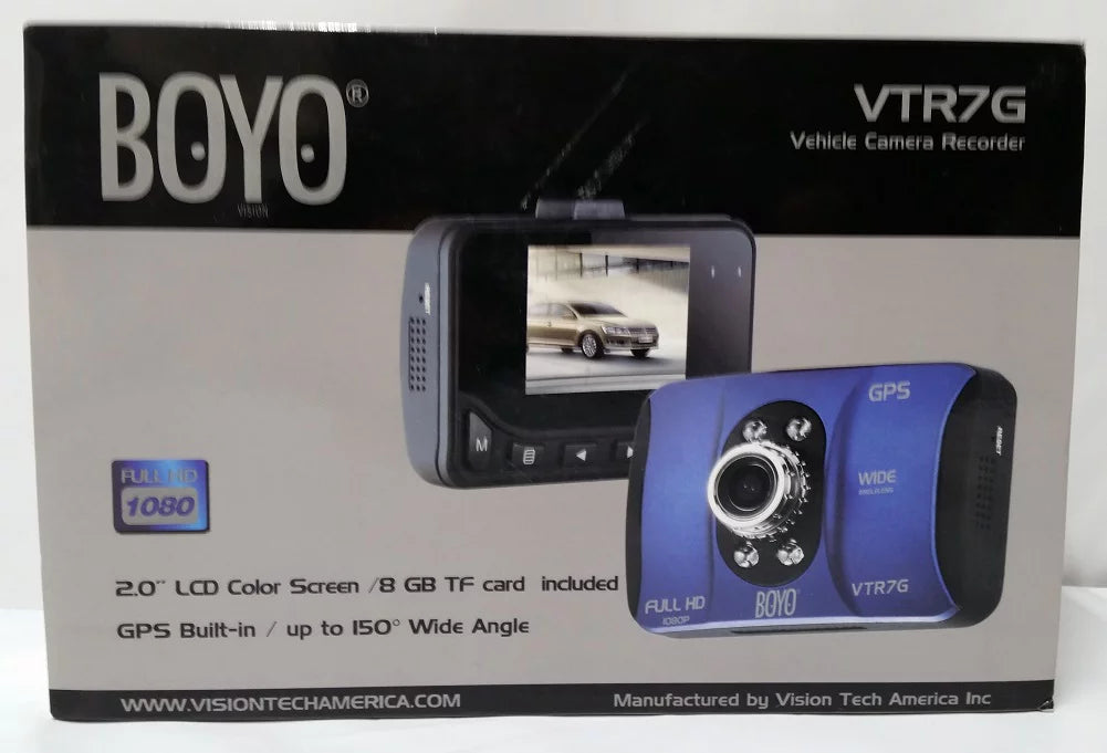 Boyo vtr7g full hd dash cam "black box" recorder with built-in gps and 2.0" lcd display