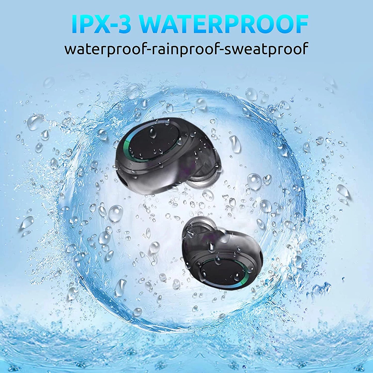 Wireless v5.1 pro earbuds compatible with samsung galaxy s21+ 5g/plus/ultra ipx3 bluetooth touch waterproof / sweatproof / noise reduction with mic (black)