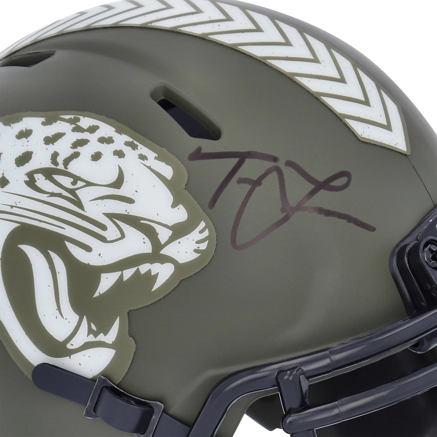 Trevor lawrence jacksonville jaguars autographed riddell 2022 salute to service speed mini helmet