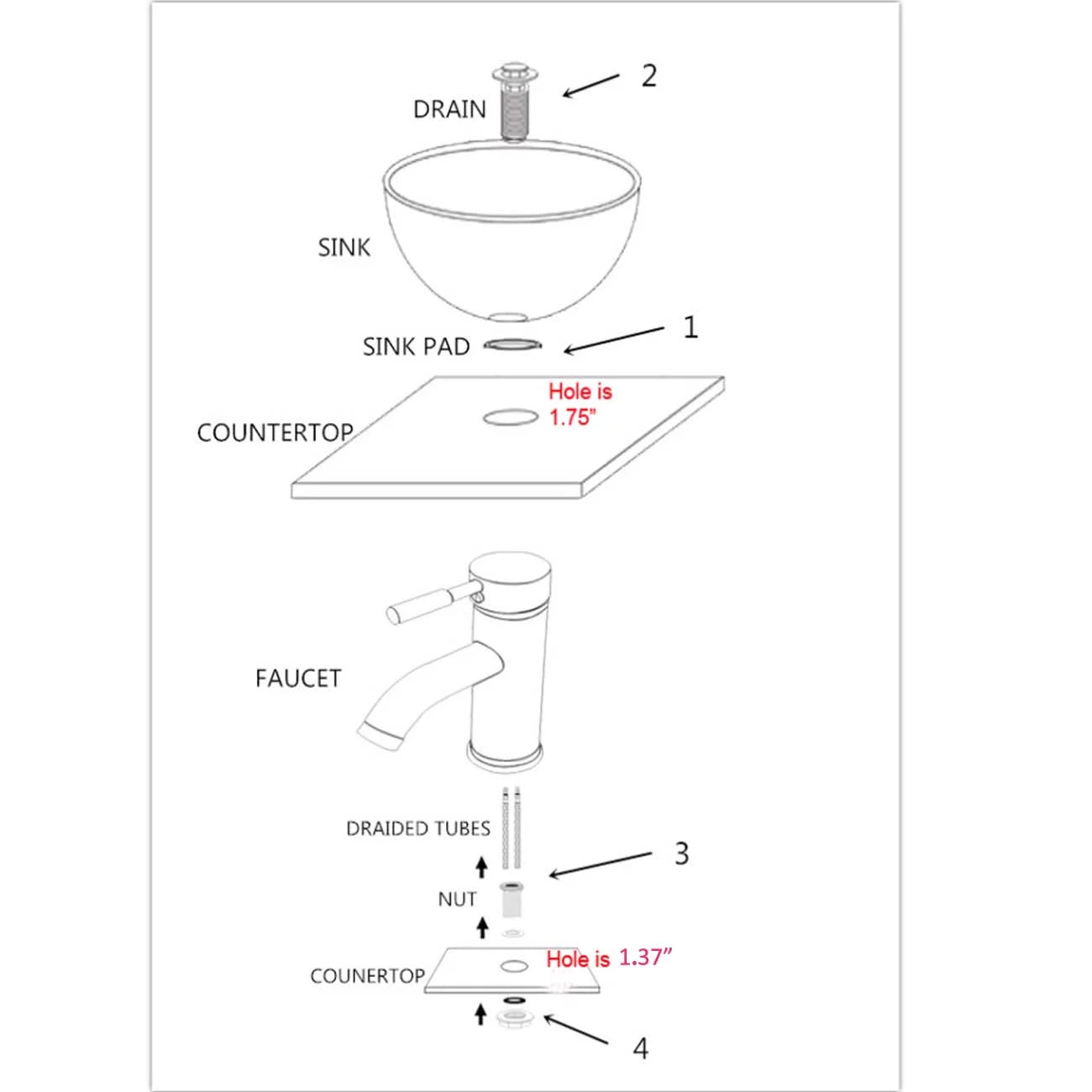 Wonline artistic orb tempered glass vessel sink set, wash sink come with pop up drain combo