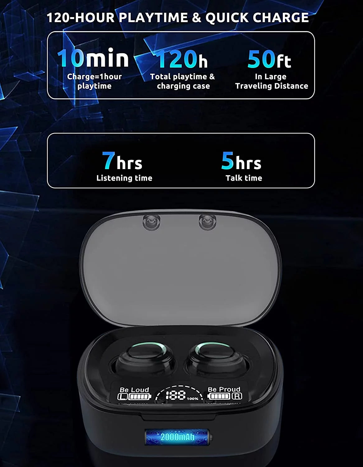 Wireless v5.1 pro earbuds compatible with samsung galaxy s21+ 5g/plus/ultra ipx3 bluetooth touch waterproof / sweatproof / noise reduction with mic (black)