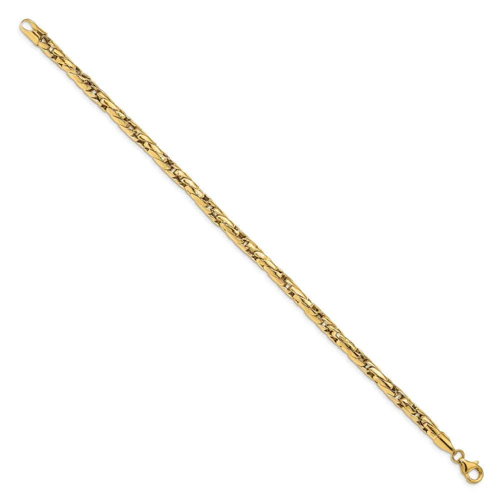 14k gold polished men's fancy link bracelet