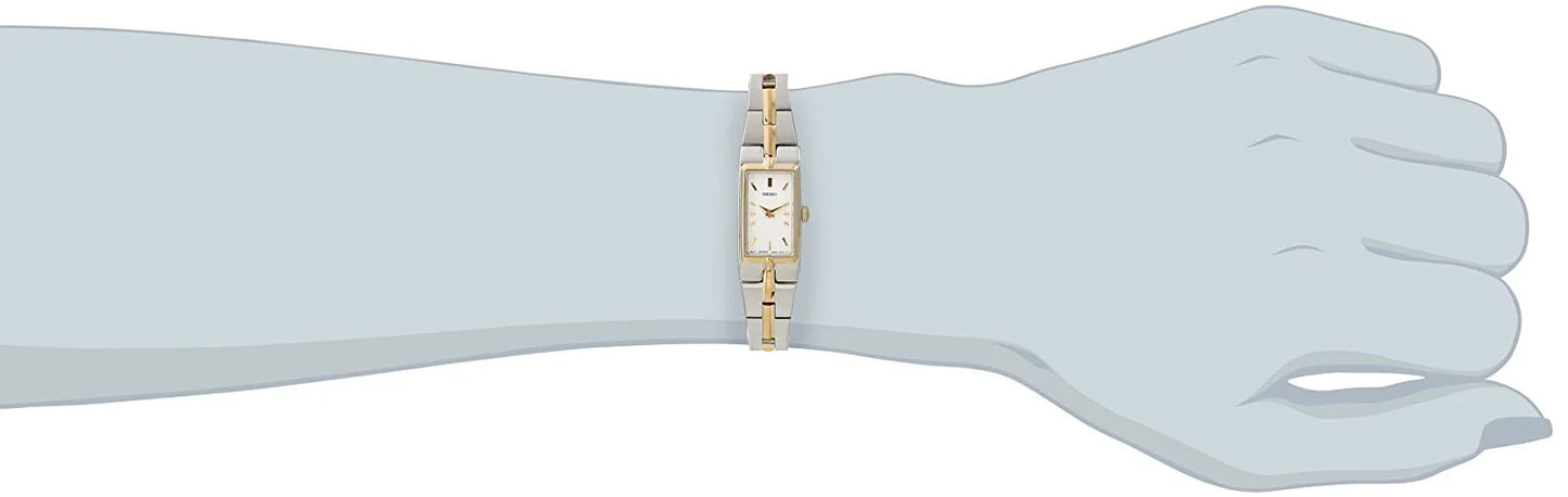 Seiko women's ladies' bracelet watch - gold & stainless - white dial - szzc40