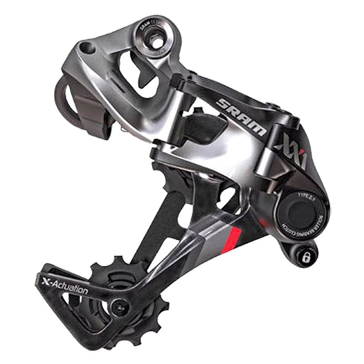 Sram xx1 rear derailleur - 11 speed, medium cage, black/red