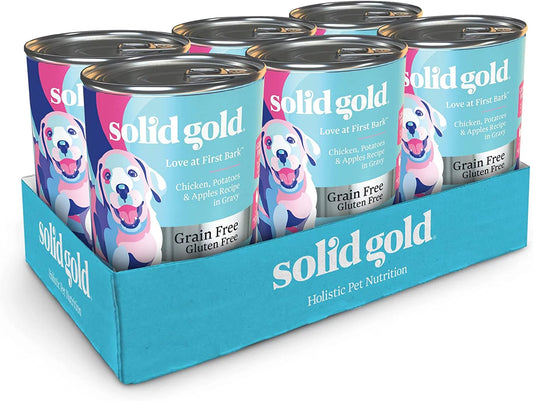 Solid gold wet puppy food - made with real natural chicken for puppies - love at first bark grain free canned dog food for gut health, immune support and soft skin & coat