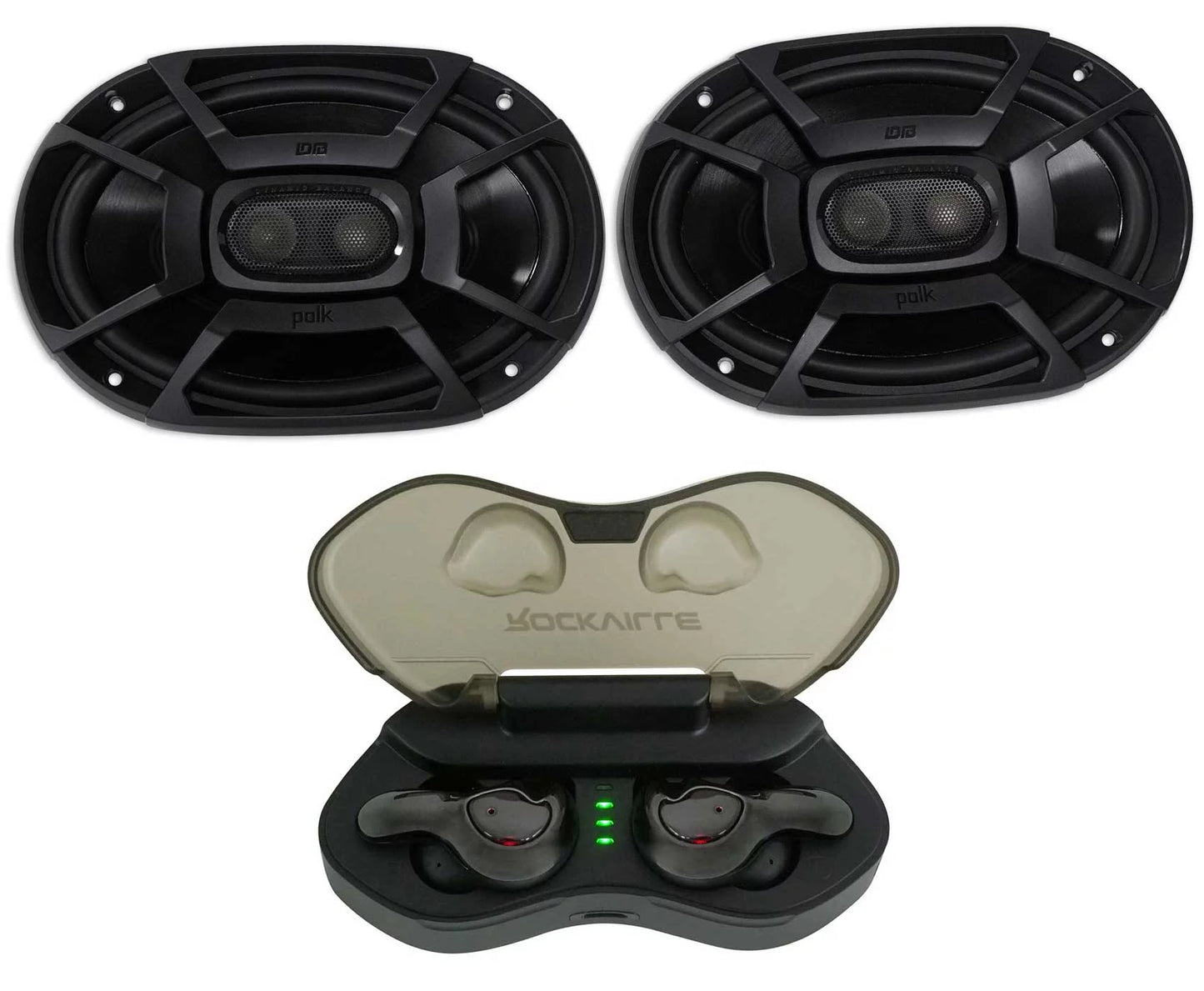 2) polk audio db692 6x9" 450w car audio marine/atv/motorcycle speakers+cyberbuds