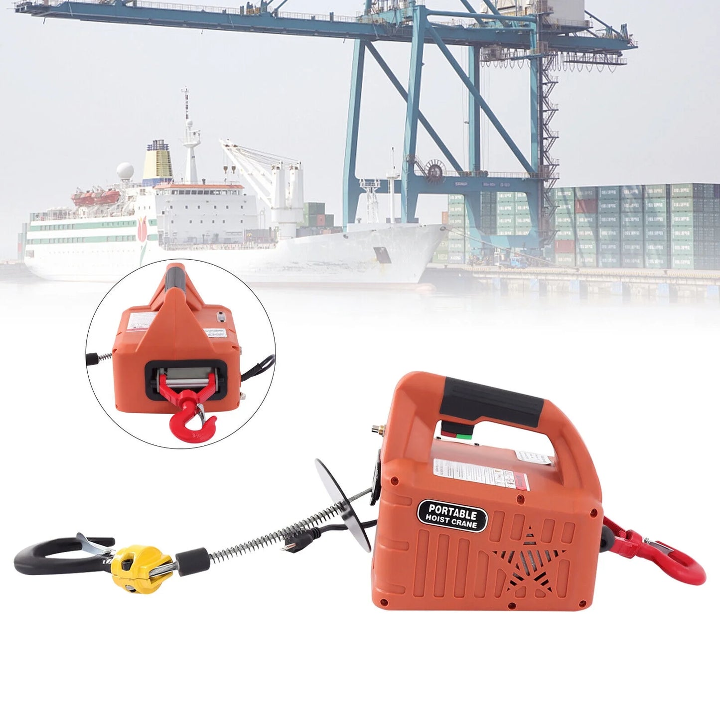 Zhdnbhnos 110v 3-in-1 electric hoist winch heavy duty portable crane lift w/ wireless remote control 200kg/440lbs 62ft