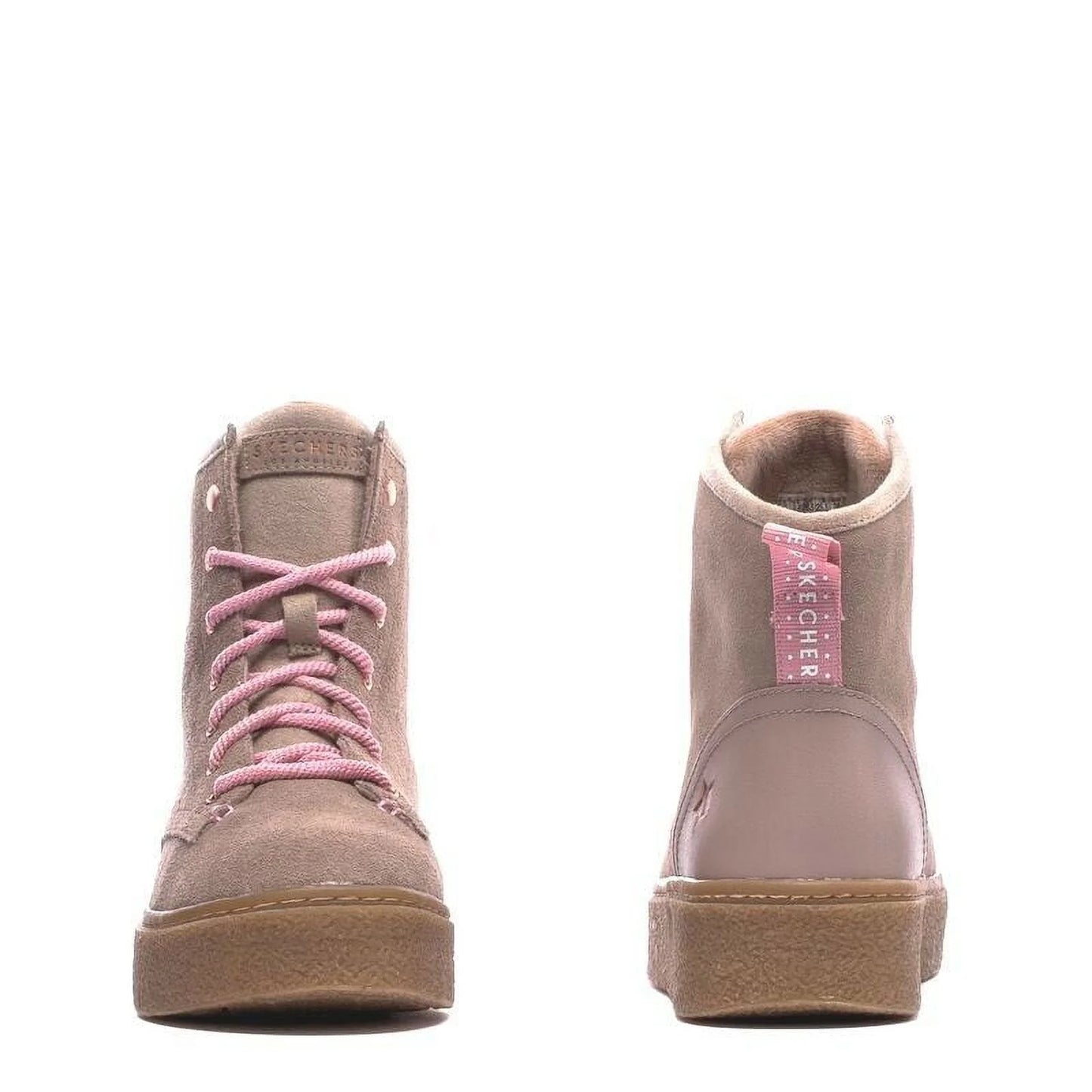 Sкechers chelsea punk st high memory foam women boots shoes taupe/gum size 8 new