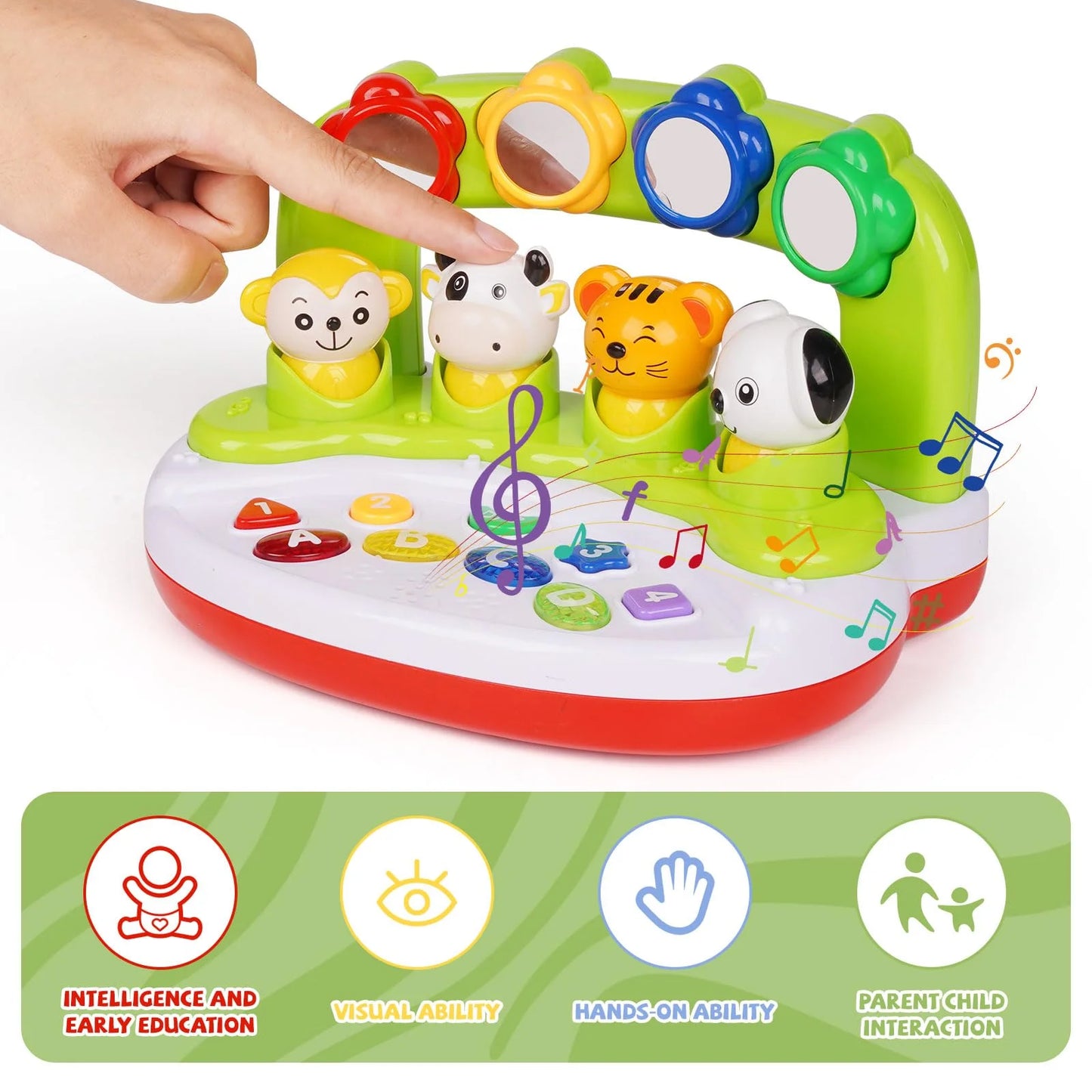 Baby toys 6 to 12 months, interactive animal toys with music & light, learning infant toys 12-18 months,activity center sensory toy educational toy