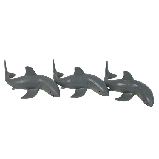 Set of 3 gray and white shark frenzy swimming pool dive toys - 7"