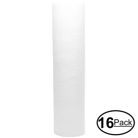 16-pack replacement for maxwater 101048 polypropylene sediment filter - universal 10-inch 5-micron cartridge for maxwater 5 stage 125 gpd reef aquarium reverse osmosis water system - denali pure brand