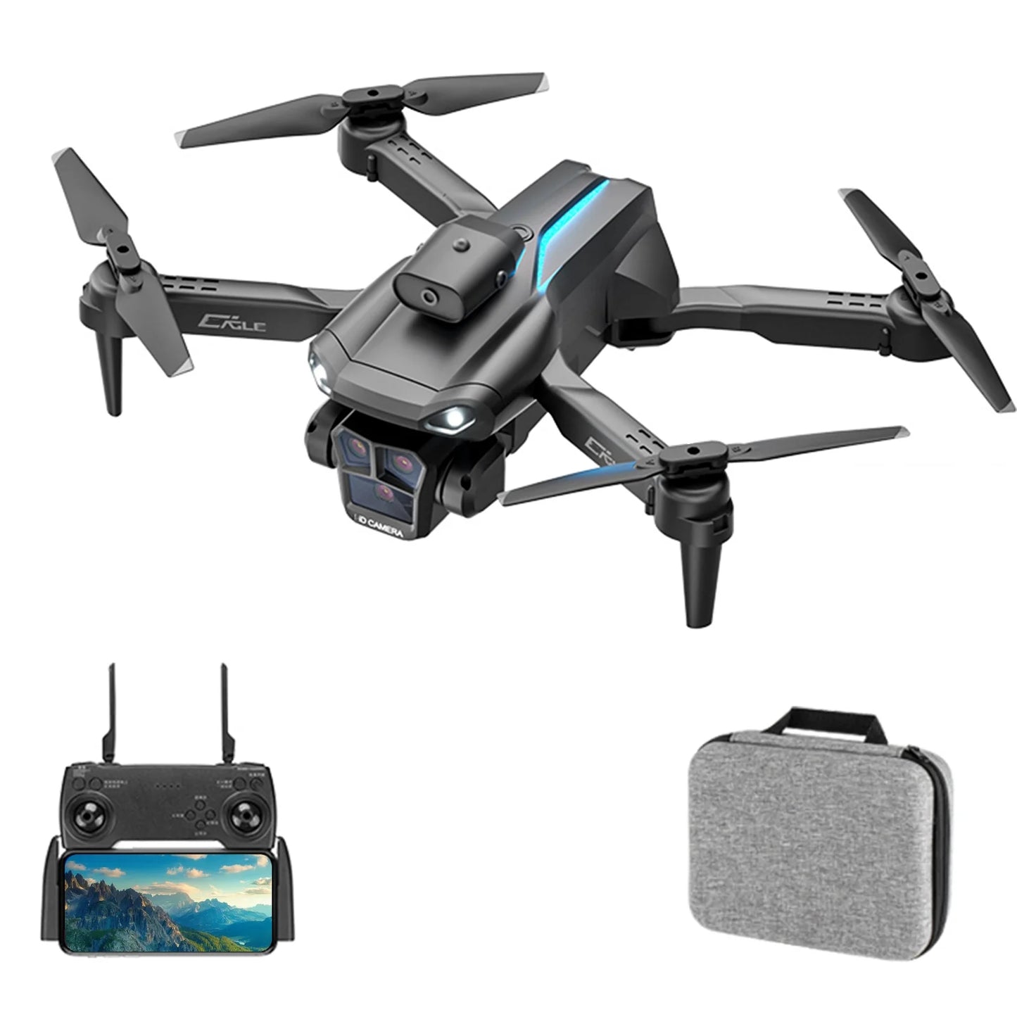 Aibecy remote control with camera 4k 3 front camera 2 bottom camera obstacle avoidance 5gwifi fpv storage bag package trajectory flight gesture photography follow flight