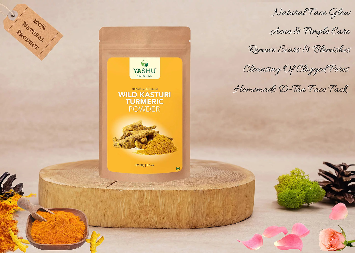 Yashu organic lemon peel orange peel kasturi turmeric haldi sandalwood face powder for glowing skin | detan & brightening combo pack of 4 (400gm)