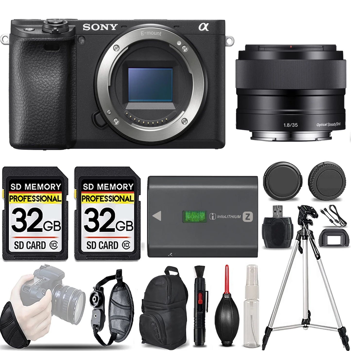 Sony a6400 mirrorless camera +35mm f/1.8 oss lens -loaded kit