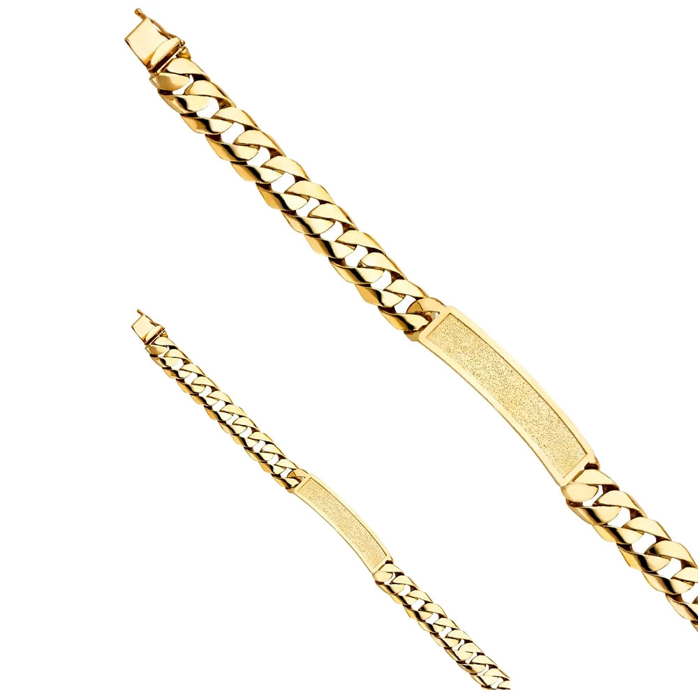 14k yellow gold cuban link id bracelet - 8.5" | elegant 14ky gold chain bracelets for men and women | weight 34.5 | men’s jewelry for gift