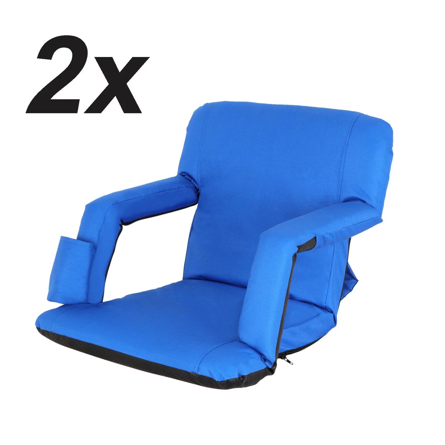 Zenstyle durable water-resistant stadium seat with cup holder 10 tiltable positions - blue