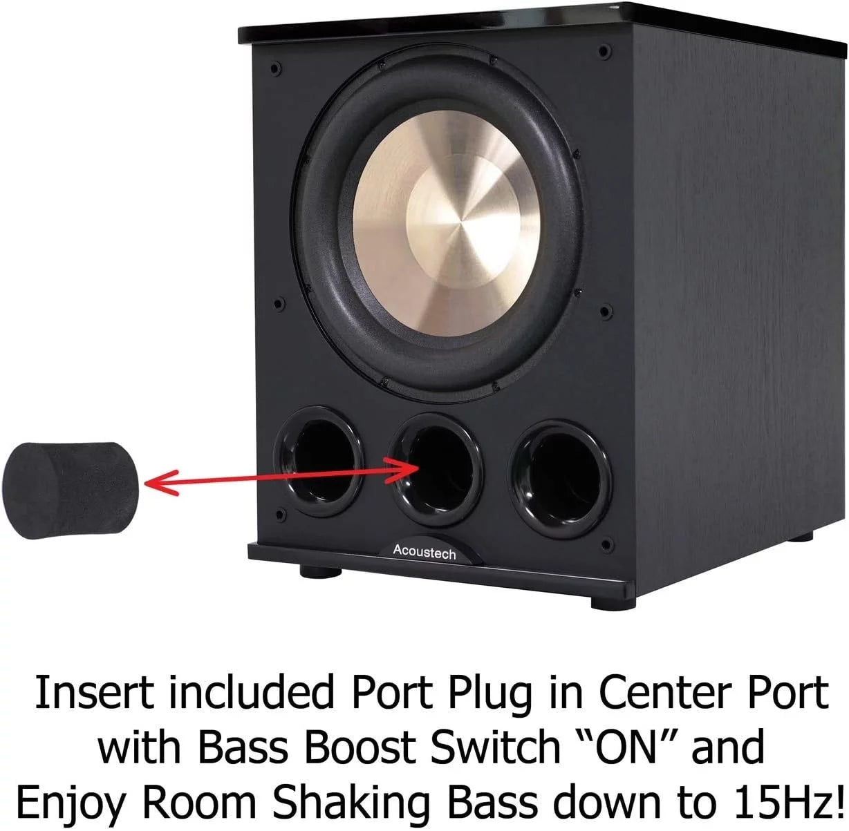 B i c acoustech elite series pl-300 12 inch powered subwoofer-1400w with tri-tuned ports and bass boost feature for room shaking bass down to 15hz