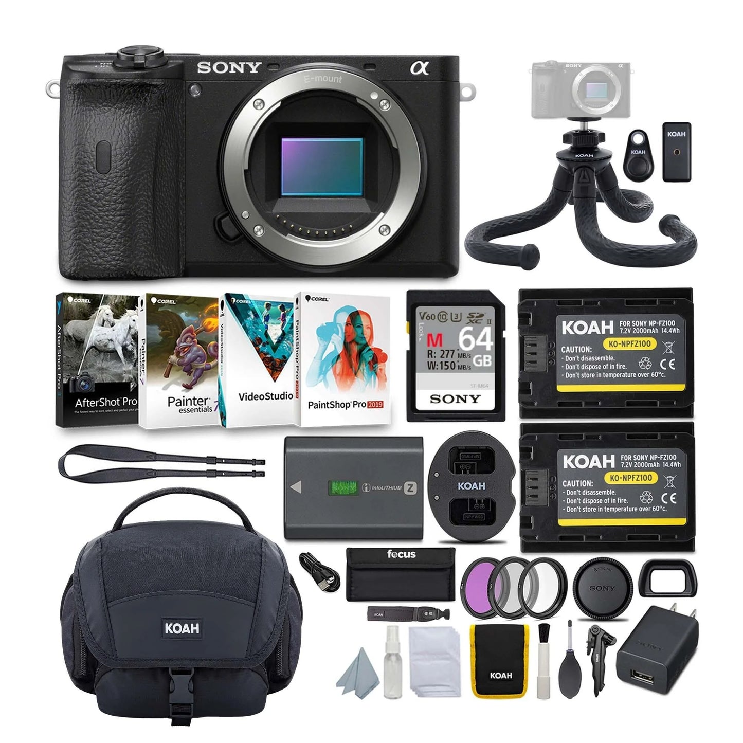 Sony alpha a6600 aps-c mirrorless camera (body only) with accessories bundle