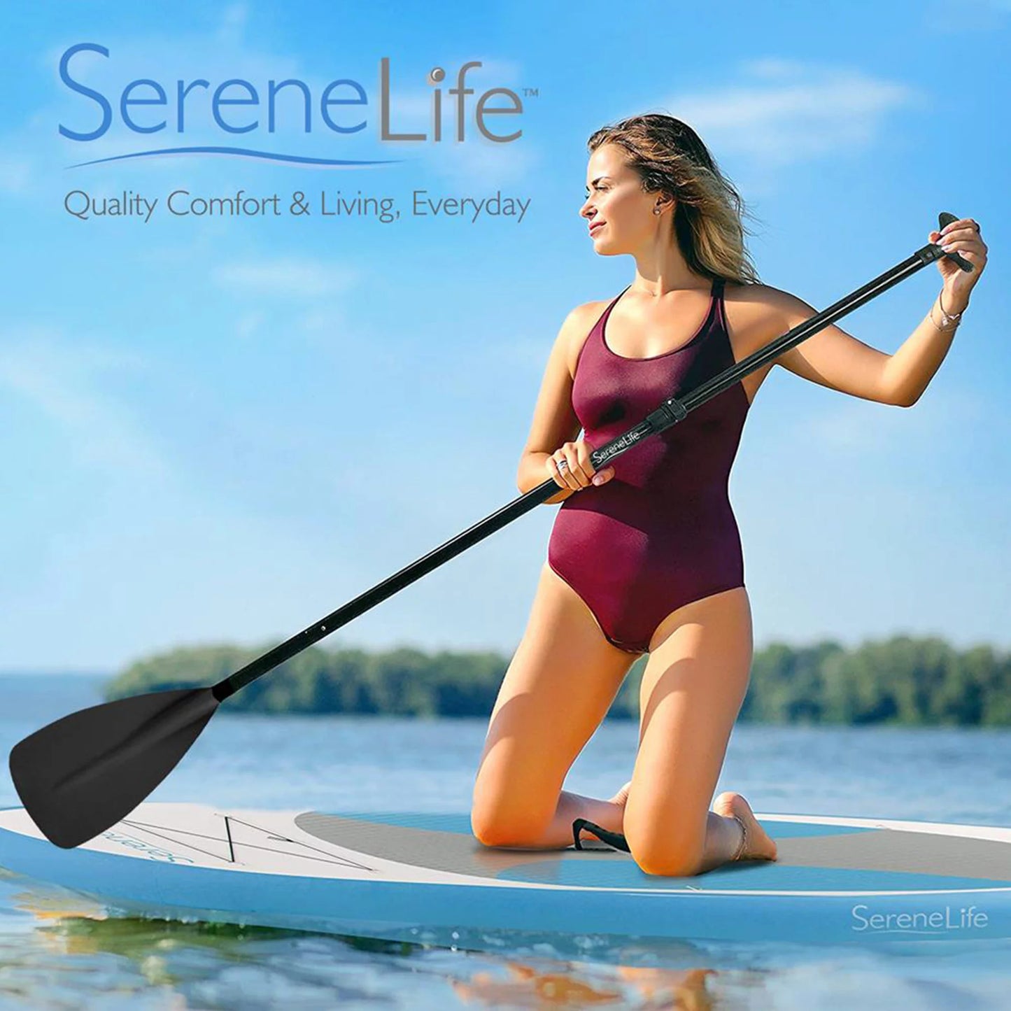 Serenelife universal oar with adjustable height for stand up paddle boards