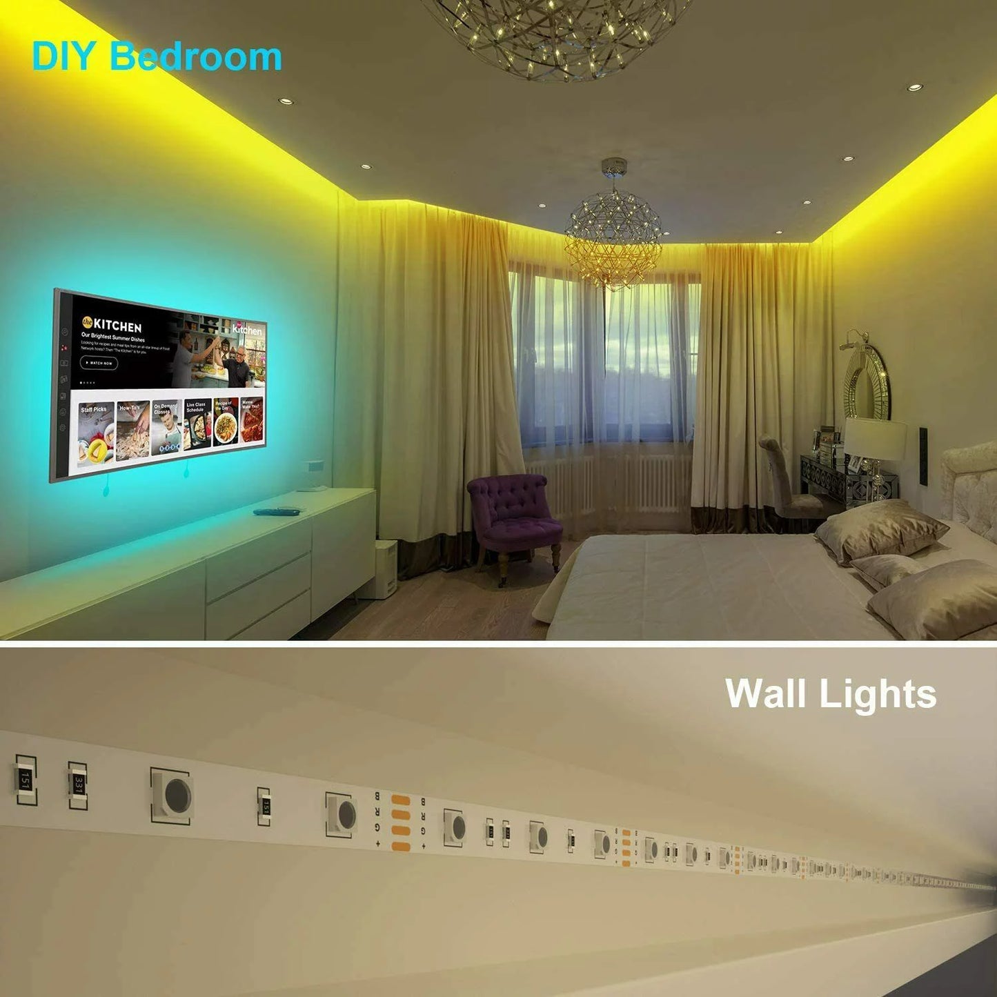 1pcs camper lights led strip lights 16.4ft rgb 2835 led room lights led tape lights color changing